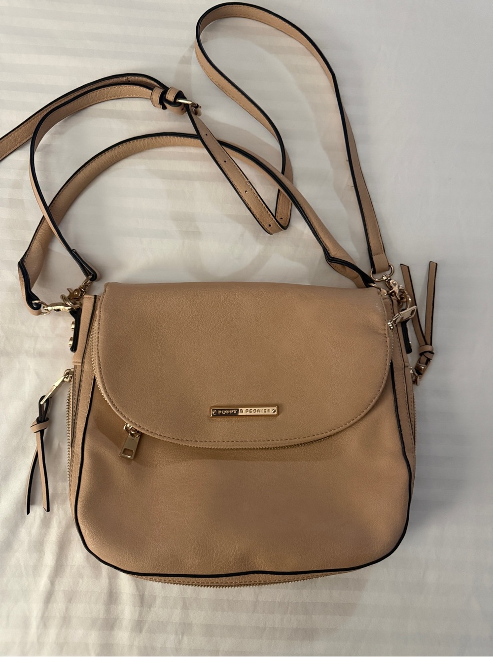 Poppy & Peonies Downtown Crossbody Bag Blush Vegan Leather Expandable